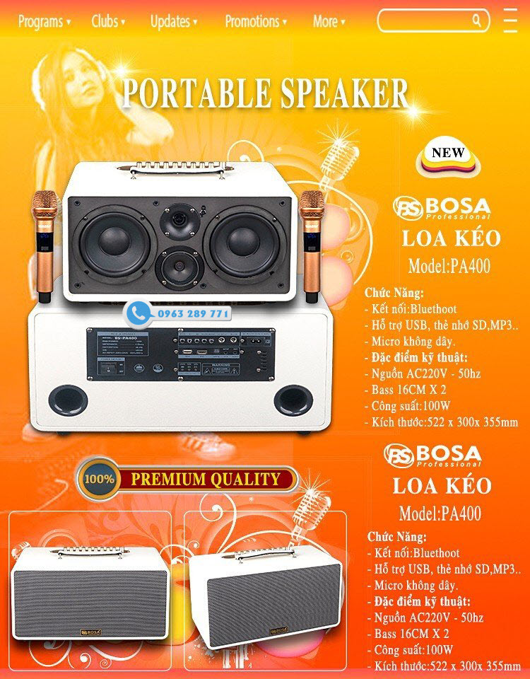 LOA KARAOKE DI ĐỘNG BOSA PA400 TRẮNG